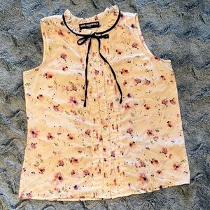 Karl Lagerfeld | Floral Sleeveless Tie-Neck Top | Size Large